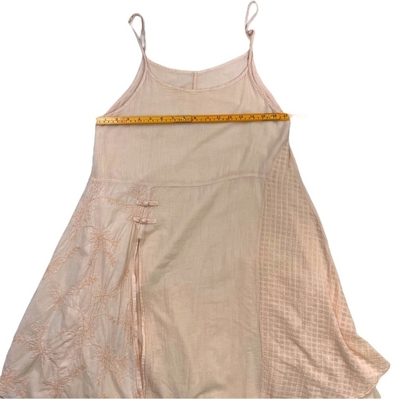 Lagenlook Layered Boho Embroidered Nude Flowy Spaghetti Strap Midi Dress - Picture 11 of 16